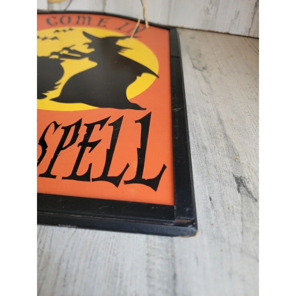 Halloween come in for a spell witch sign unique wall home decor cauldron